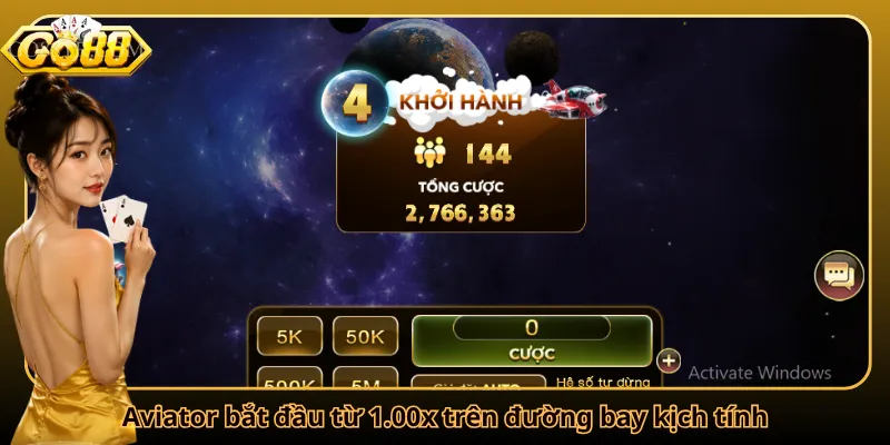 Aviator bắt đầu từ 1.00x trên đường bay kịch tính