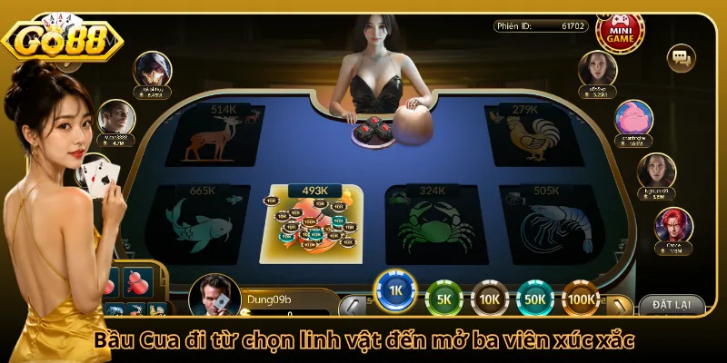 Bầu Cua đi từ chọn linh vật đến mở ba viên xúc xắc