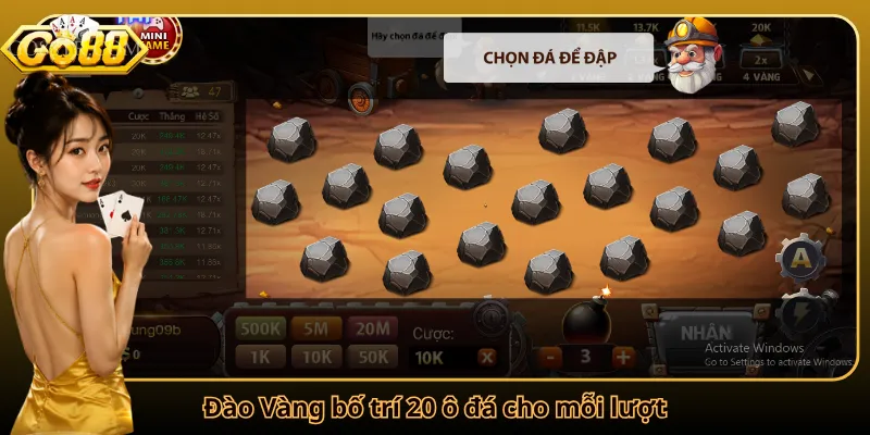 Đào Vàng bố trí 20 ô đá cho mỗi lượt