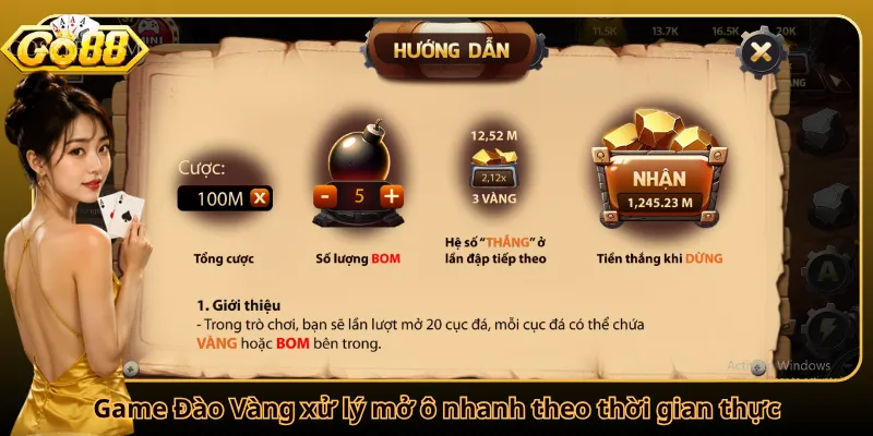 Game Đào Vàng xử lý mở ô nhanh theo thời gian thực
