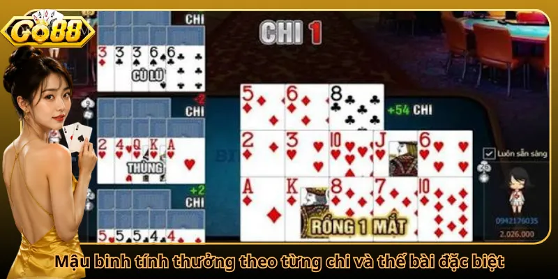 Mậu binh tính thưởng theo từng chi và thế bài đặc biệt