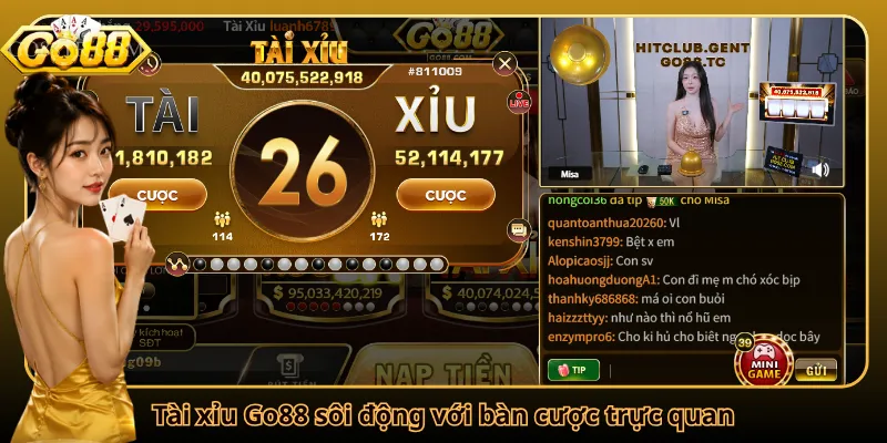 Tài xỉu Go88 sôi động với bàn cược trực quan